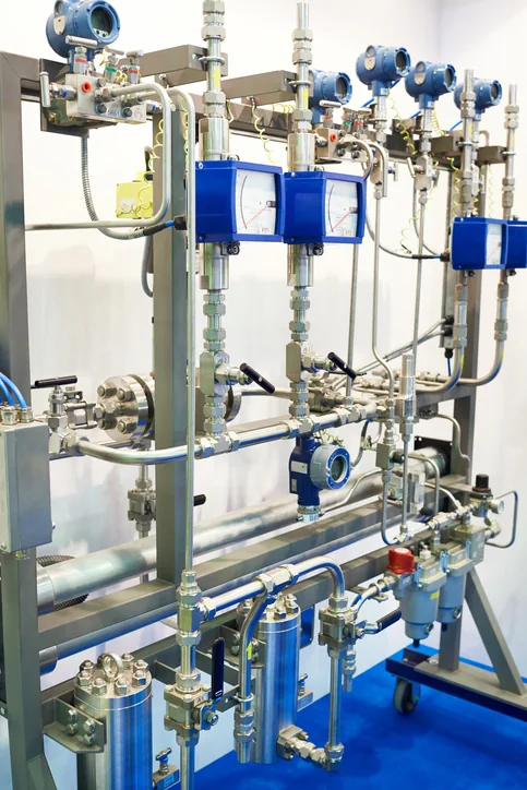 Instrumentation assembly with tubing, valves and measurement instruments