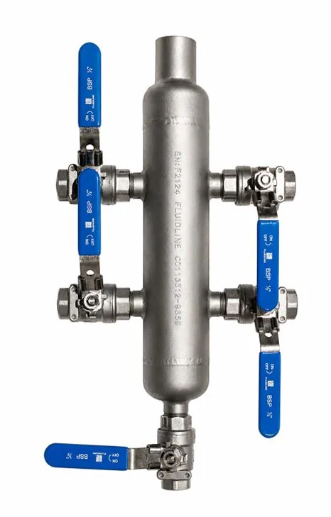 Fluidline stainless steel air header with isolation valves