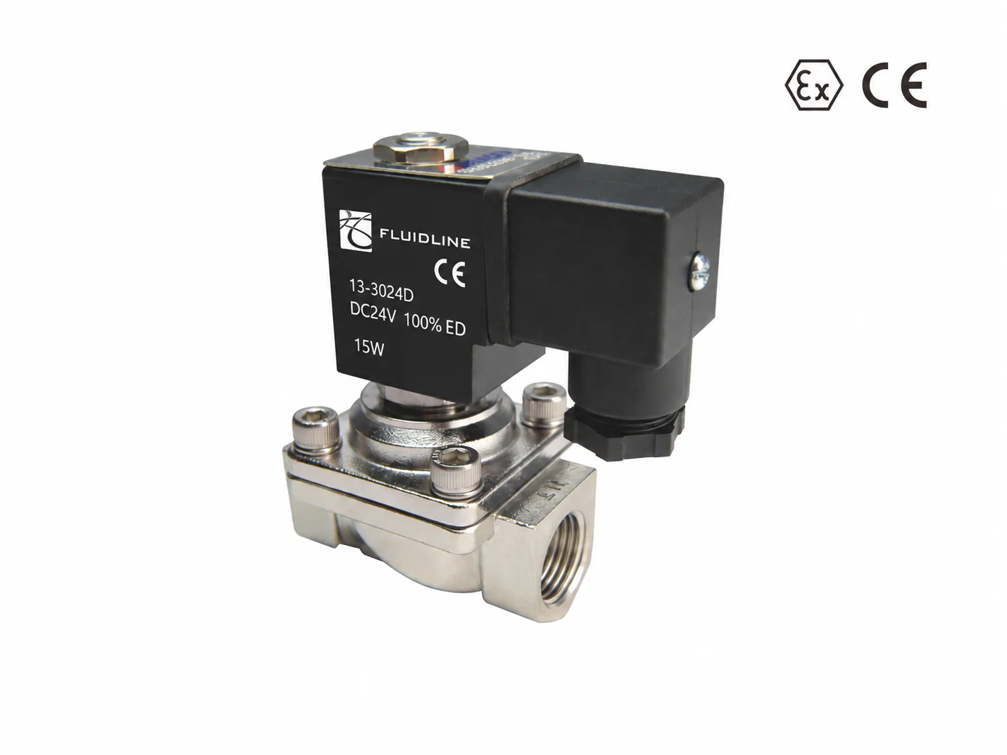 Fluidline 24V stainless steel solenoid valve